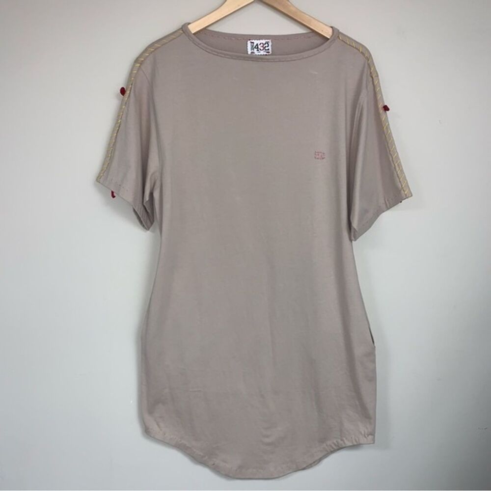 Tan Tribal Tunic Women’s Medium HandMade in Pakistan Stitched Top Blouse Relaxed